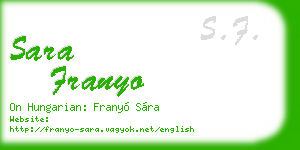 sara franyo business card