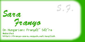 sara franyo business card